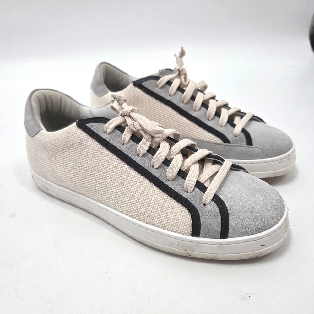 P448 John Womens Size 10 EU 41 Shoes Woven Cream Low Top Fashion Sneakers EUC